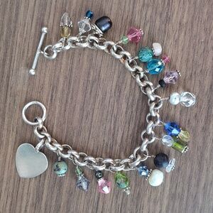 Hans 925  Crystal Gemstone Charm Heart Bracelet